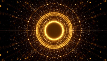 Golden concentric circles radiating from a dark center