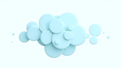 A cluster of light blue spheres of varying sizes against a plain white background forming a cloud