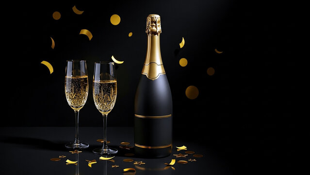 Celebrate your special moments with a bottle of champagne and two glasses - Powered by Adobe
