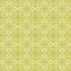  Light Green Thai Floral and Leaf Pattern Seamless Design