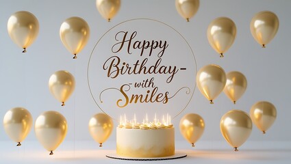 Celebrate a Happy Birthday with smiles and golden balloons, perfect for joyous occasions