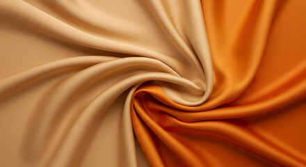 Luxurious silk fabric in a mesmerizing swirl evoking warmth and autumnal elegance with creamy and