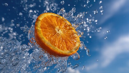 Orange slice in water splash (1)
