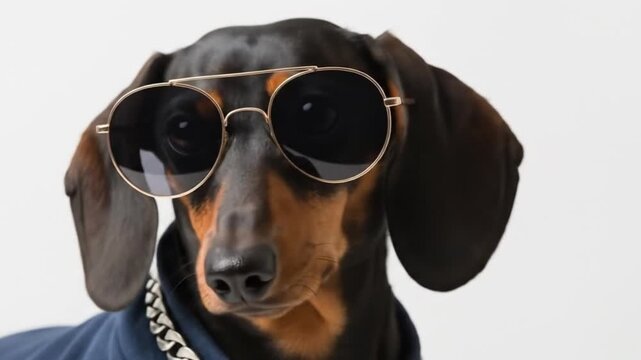 Dapper dachshund dons dark shades