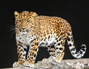 Fototapeta premium Leopard on log, alert stare