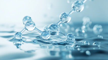 Futuristic Glass and Water Molecular Designs: A Conceptual Exploration of Advanced Skincare and Cosmetic Innovation, Blending Organic Patterns, Bioluminescence, and Minimalist 3D Aesthetics