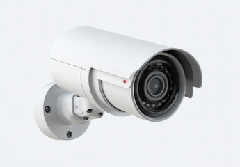 Modern white outdoor security camera mounted on a wall