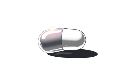 Silver Capsule Pill with Shiny, and Isolated.
