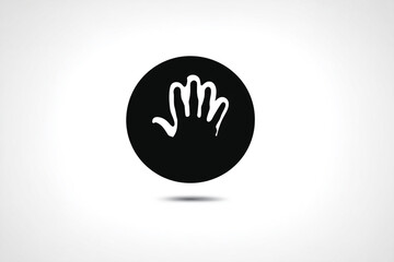 Fototapeta premium Black handprint symbol inside a circle on a white background