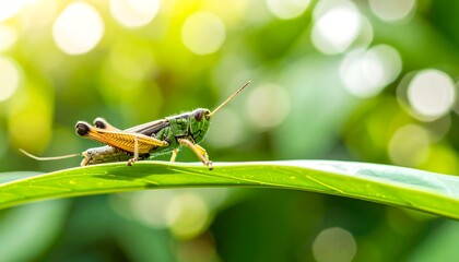 Grasshopper on Leaf, Close Up, Nature