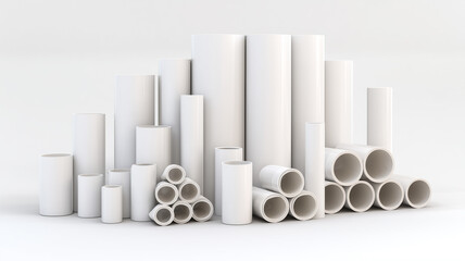White plastic pipes assortment on surface