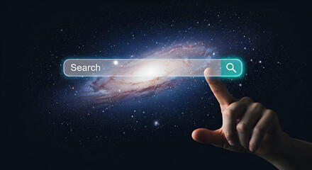 hand pushing button on a touch screen interface