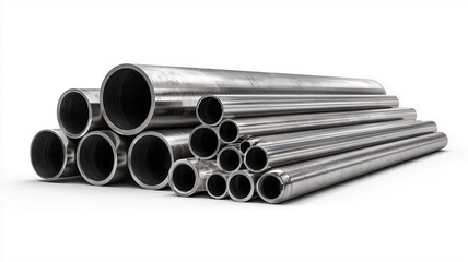 Stack of metal pipes various sizes