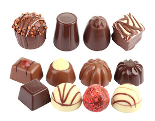 Obraz premium Assorted Chocolate Candies On Transparent Background Showing Variety Texture And Delightful Sweetness
