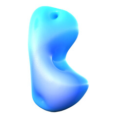 Abstract 3D Rendered Smooth Blue Sculpture with Hole in Organic Shape