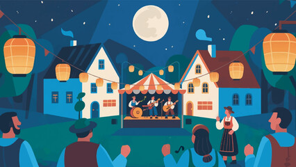 Illustration of German Village Festival Traditional Vector Design Template