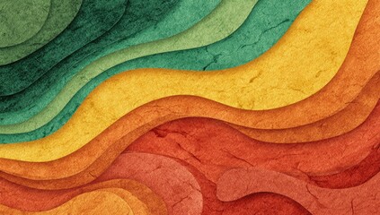 Abstract layered paper waves in warm, earthy tones