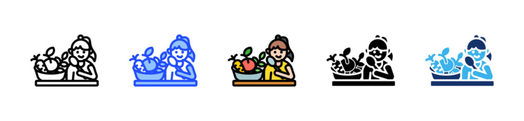 Healthy Eating Icon Collection With Multiple Styles