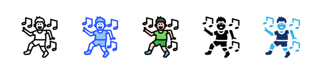 Dancing Kid Icon Collection With Multiple Styles