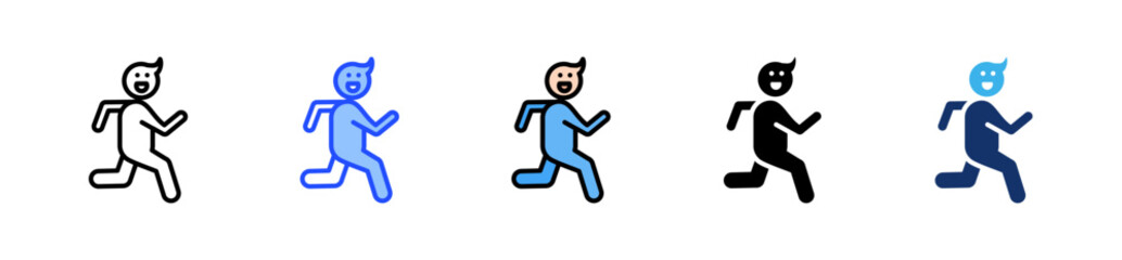 Running Kid Icon Collection With Multiple Styles