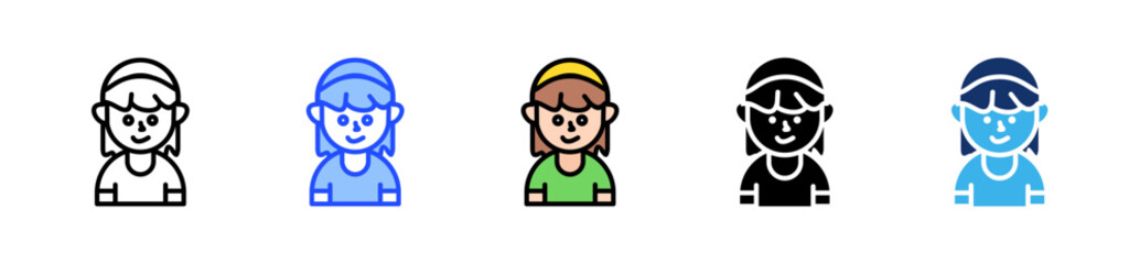 Girl Icon Collection With Multiple Styles