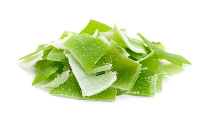 Pile of green, translucent snacks