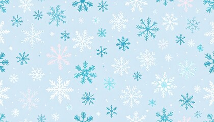 Light blue background with many colorful snowflakes