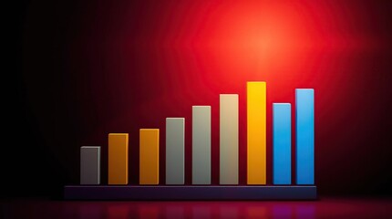 Ascending bar chart with growth graph.