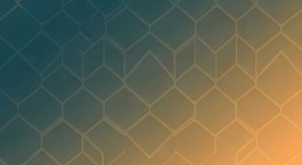 Abstract geometric background with a teal and orange gradient and a subtle interlocking cube pattern.