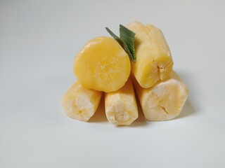 Cassava Tape (Tape Singkong) or peyeum, Indonesian traditional food, made from cassava with yeast fermentation