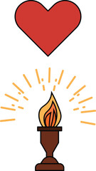 Fire torch sign vector shape and outline