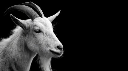 Fototapeta premium Close-Up of a Majestic Goat Head with Distinctive Horns