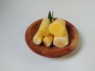 Cassava Tape (Tape Singkong) or peyeum, Indonesian traditional food, made from cassava with yeast fermentation