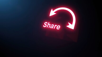 Neon Share Icon with Circular Arrows.