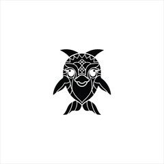 Ornate Symmetrical Dolphin Head with Tribal Patterns Vector Illustration