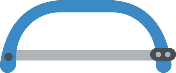 Vector illustration of a hacksaw with a blue handle, commonly used to cut through metal, pipes, and construction materials. Ideal for construction tool graphics, repair illustrations, workshop icons, 
