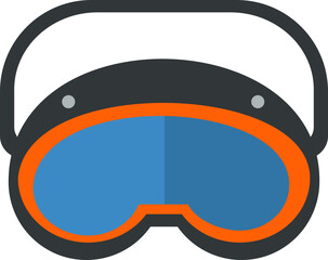 Vector illustration of blue safety goggles with black straps, designed to protect workers’ eyes from dust, debris, and hazards on construction sites. Perfect for PPE graphics, industrial safety poster