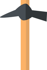Vector illustration of a pickaxe with a wooden handle, used for breaking rocks, excavation, and heavy-duty construction work. This versatile tool is commonly associated with mining, geology, and manua