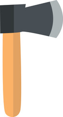 Vector illustration of a large axe with a wooden handle, designed for chopping wood and heavy-duty construction or forestry tasks. Ideal for outdoor equipment designs, construction graphics, survival 