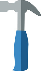 Vector illustration of a claw hammer with a blue handle, commonly used for driving and removing nails in carpentry, woodworking, and general construction. Perfect for design projects related to constr
