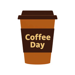 Coffee Day Disposable Cup Vector Illustration.