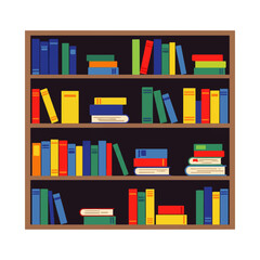 Colorful Bookshelf Filled with Knowledge and Stories.