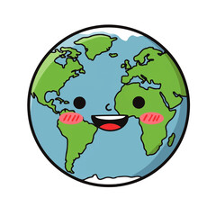 Cute Smiling Planet Earth Character Illustration.