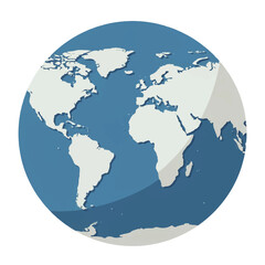 Global Earth Map Flat Design Illustration.