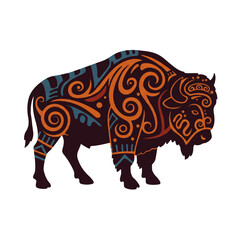 Majestic Stylized Bison with Intricate Tribal Patterns. © Cheeze Cheese