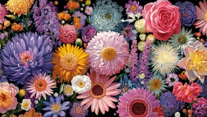 Floral explosion on black backdrop