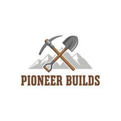  Hammer equipment dig tool, logo design illustration 