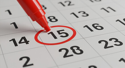 close up of a calendar with a red marker