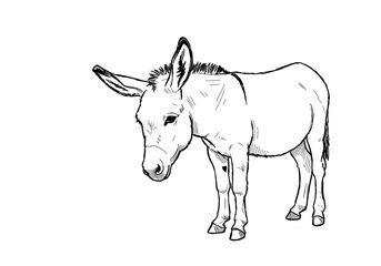 Obraz premium Isolated Donkey Silhouette Against Black Background Illustration