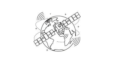 Connecting the world A satellite orbits Earth broadcasting signals and enabling global communication through modern tech